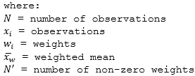 Weighted standard deviation variables Weighted standard deviation variables